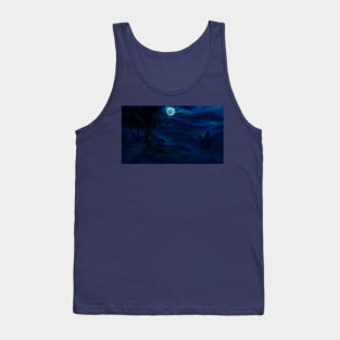 Man traveling at night in desert Tank Top